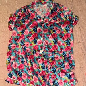 Floral Women's Pajama Set - Pink and Blue